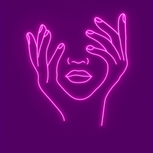 Modern Neon Sanat Işığı – Pembe Yüz Figürü