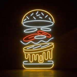 🔥 “Fast Food & Cafe Neon Tabela – Göz Alıcı Burger Tasarımı”