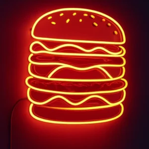 Restoran & Fast Food İçin Hamburger Neon (Işıklı) Tabela 40*60