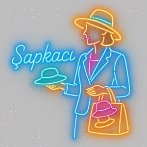 Şapka Tutkusunu Yansıtan Neon Led Tabela – Zarif Kadın Tasarımı