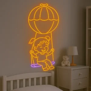 Hayallerle Işıldayan Çocuk Odası: Balonlu Salıncak Neon Işık