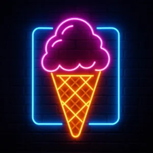 Parlayan Tatlı Dokunuş: Neon Dondurma Külahı ile Müşterilerinizi Büyüleyin!