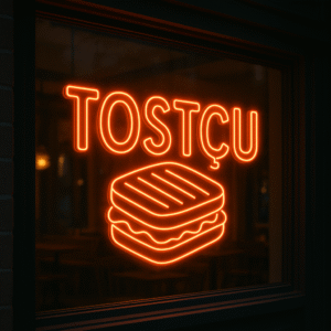 Lezzetin Işıltısını Yansıtan Tostçu Neon Tabela