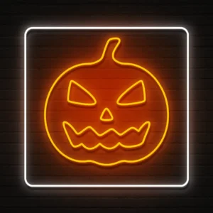Halloween Balkabağı Neon Tabela – Korkutucu Şıklığın Işıltılı Sembolü