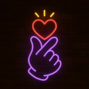 “Sevginizi Işıklara Taşıyın: Finger Heart Neon Tabelası ile Kafenize Modern Bir Dokunuş!