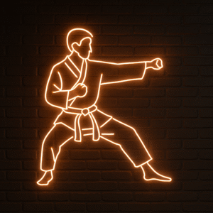 Gücün Işığını Yansıtan Karateci Neon Tabela”