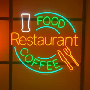 Food & Coffee Neon Tabela – Restoran ve Kafeler İçin Tarz Tabela